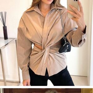 Zara taupe/brown cutout shirt ✨🌟
